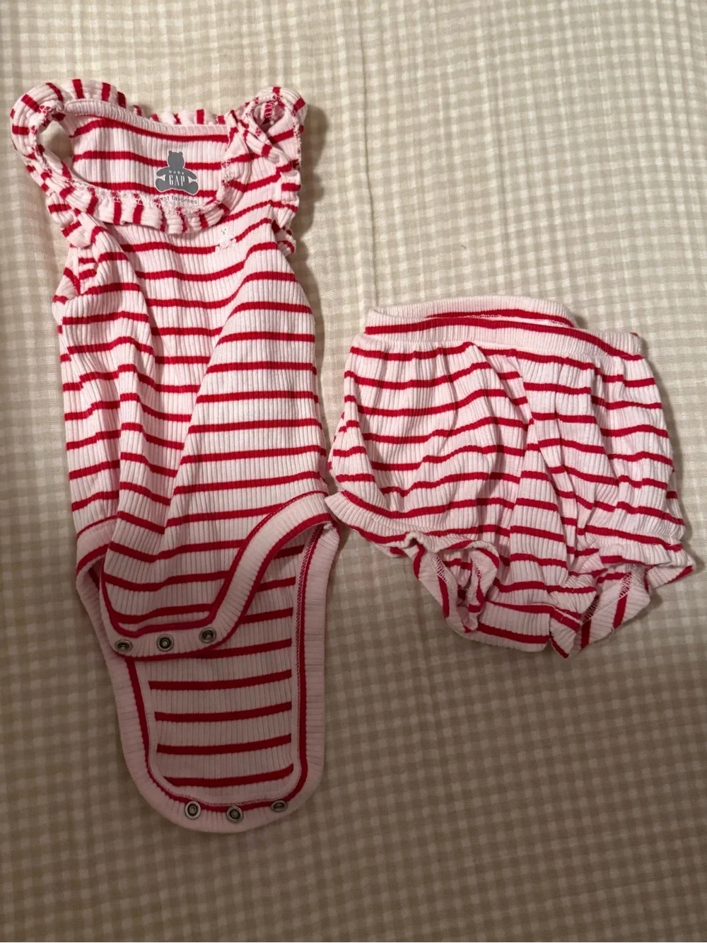 GAP Red and White Striped Ribbed Baby Matching Underwear Set